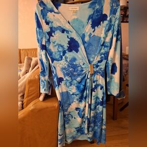 Calvin Klein blue flowery dress